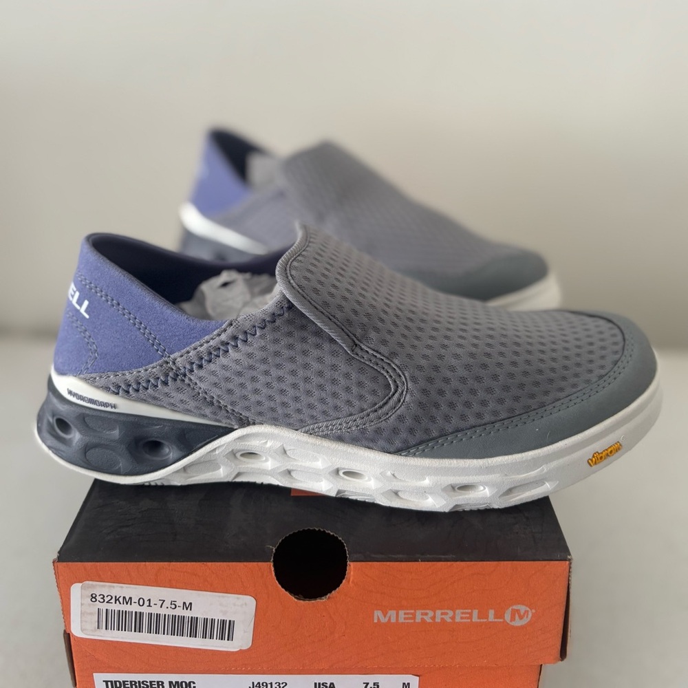 Merrell Gray and Blue Mesh Slip-Ons